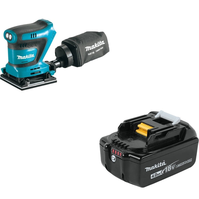 Makita XOB02Z 18V LXT Lithium-Ion Cordless 1/4 Sheet Finishing Sander W/ BL1840B 4.0Ah Battery