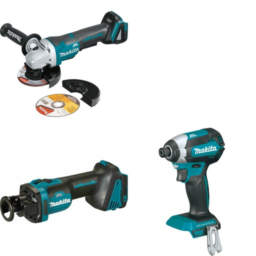 Makita XOC02Z Cut-Out Tool W/ XAG11Z Angle Grinder and FREE XDT13Z Impact Driver