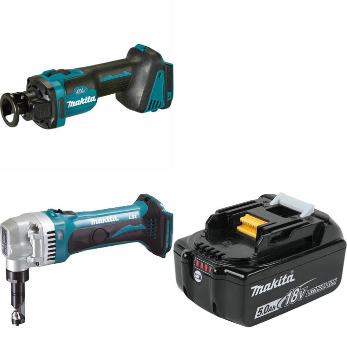Makita XOC02Z Cut-Out Tool Kit W/ XNJ01Z Nibbler and FREE BL1850B Battery