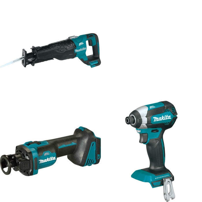 Makita XOC02Z Cut-Out Tool W/ XRJ05Z Recipro Saw and FREE XDT13Z Impact Driver