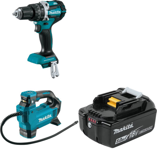 Makita XPH12Z Hammer Drill Kit W/ DMP181ZX Inflator and FREE BL1850B Battery