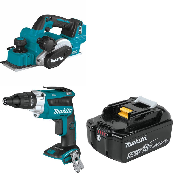 Makita XPK02Z Planer Kit W/ XSF05Z Screwdriver and FREE BL1850B Battery