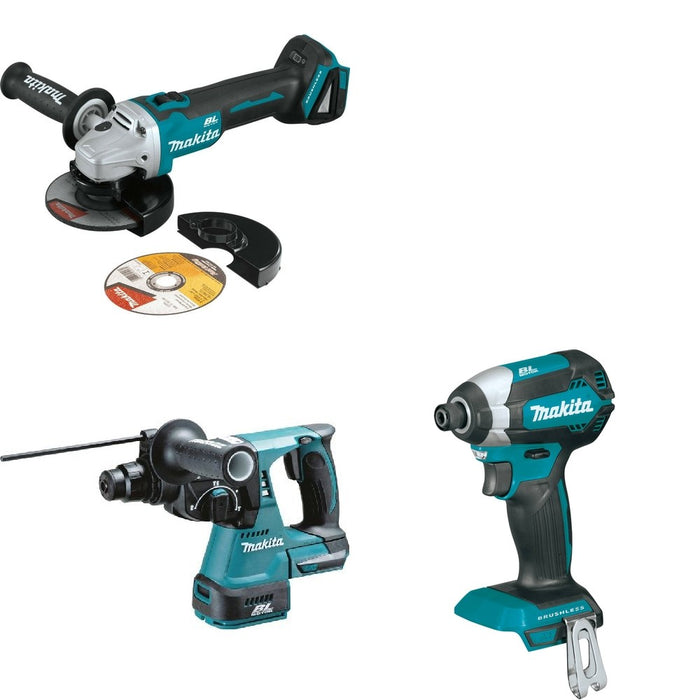 Makita XRH01Z Rotary Hammer W/ XAG09Z Angle Grinder and FREE XDT13Z Impact Driver