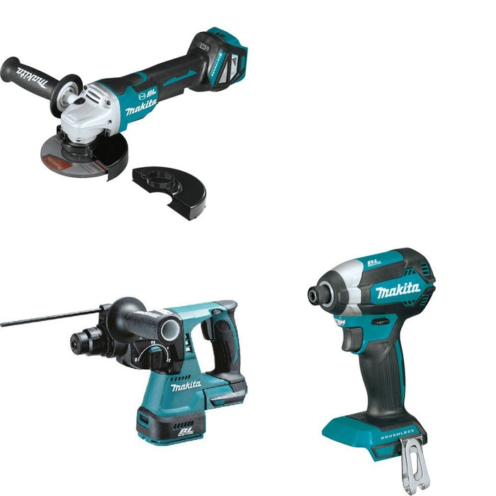 Makita XRH01Z Rotary Hammer W/ XAG20Z Cut-Off/Angle Grinder and FREE XDT13Z Impact Driver