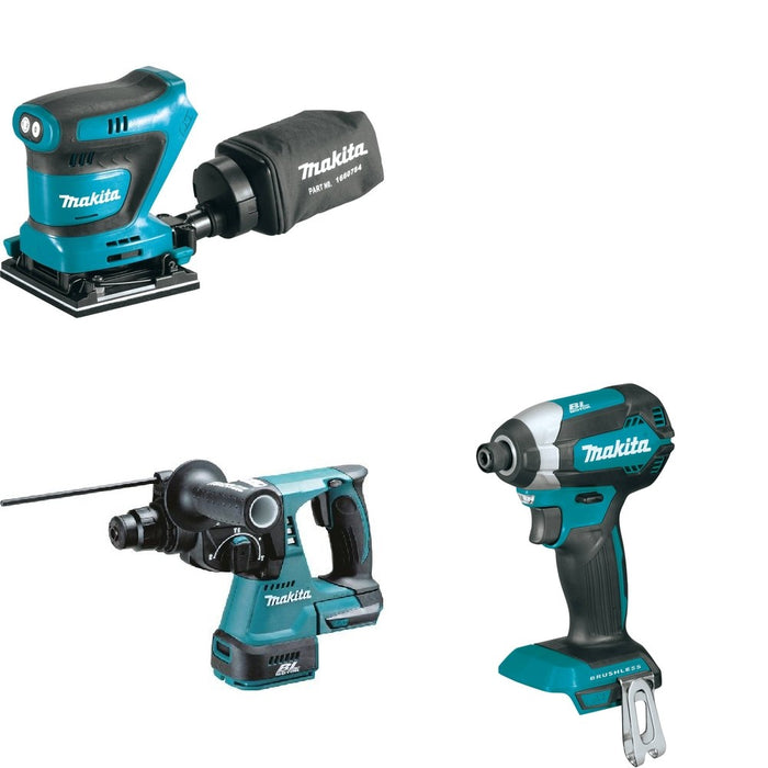 Makita XRH01Z Rotary Hammer W/ XOB02Z Finishing Sander and FREE XDT13Z Impact Driver