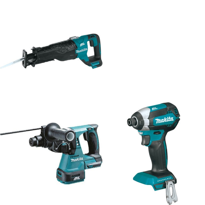 Makita XRH01Z Rotary Hammer W/ XRJ05Z Recipro Saw and FREE XDT13Z Impact Driver