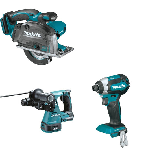 Makita XRH01Z Rotary Hammer W/ XSC03Z Metal Cutting Saw and FREE XDT13Z Impact Driver