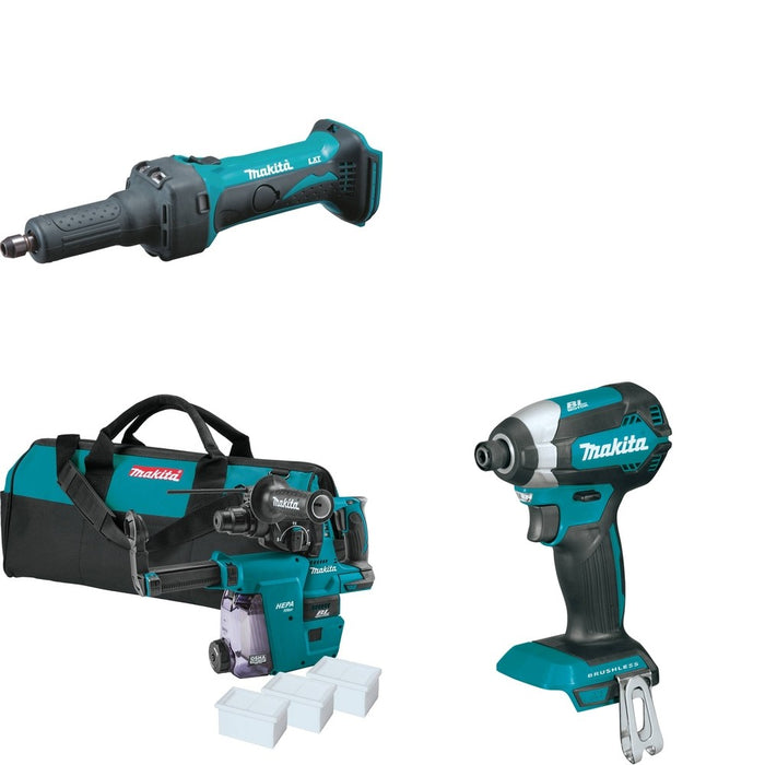Makita XRH01ZWX Rotary Hammer W/ XDG01Z Die Grinder and FREE XDT13Z Impact Driver