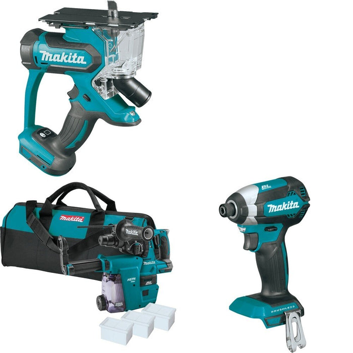Makita XRH01ZWX Rotary Hammer W/ XDS01Z Cut-Out Saw and FREE XDT13Z Impact Driver