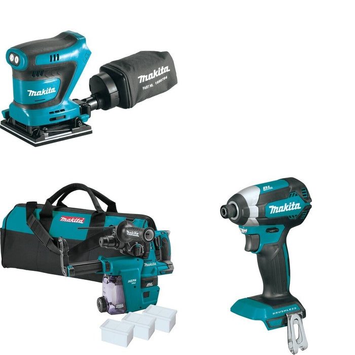 Makita XRH01ZWX Rotary Hammer W/ XOB02Z Finishing Sander and FREE XDT13Z Impact Driver