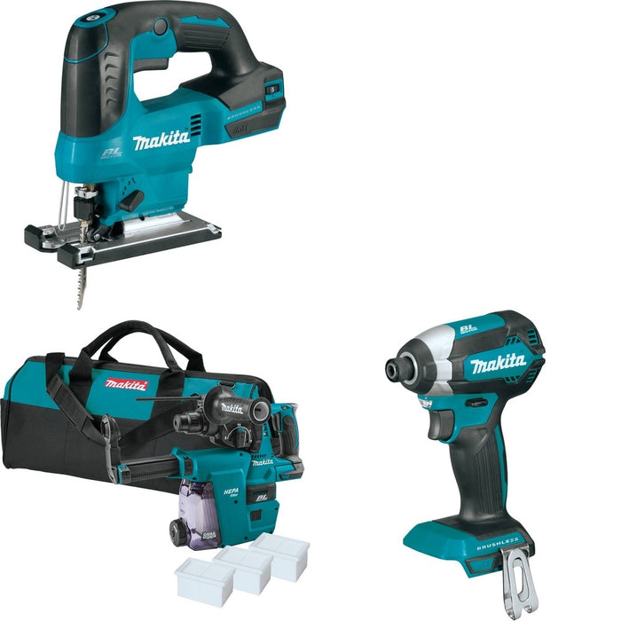 Makita XRH01ZWX Rotary Hammer W/ XVJ04Z Jig Saw and FREE XDT13Z Impact Driver