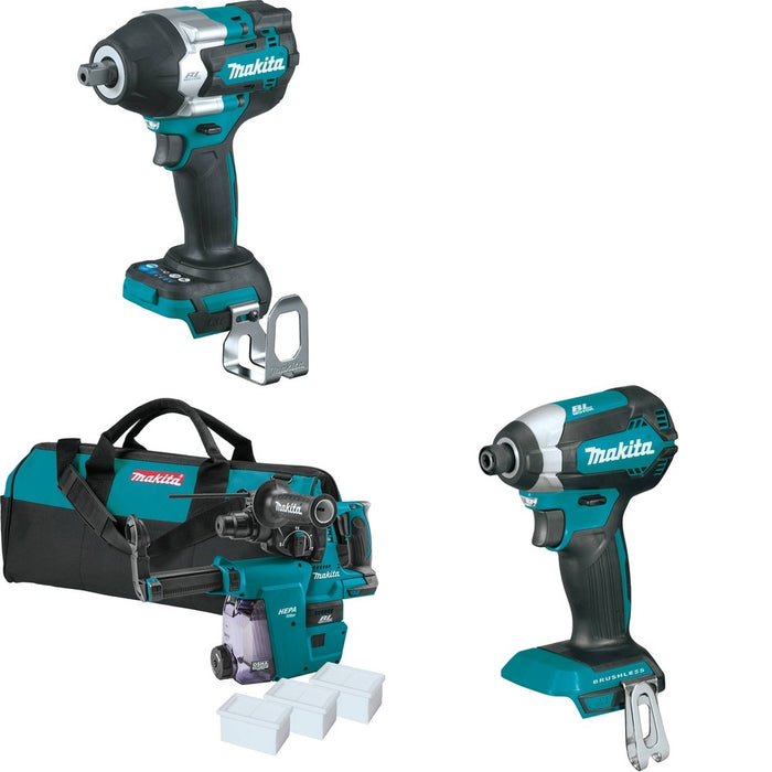 Makita XRH01ZWX Rotary Hammer W/ XWT18Z Impact Wrench and FREE XDT13Z Impact Driver