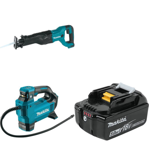 Makita XRJ04Z Recip Saw Kit W/ DMP181ZX Inflator and FREE BL1850B Battery