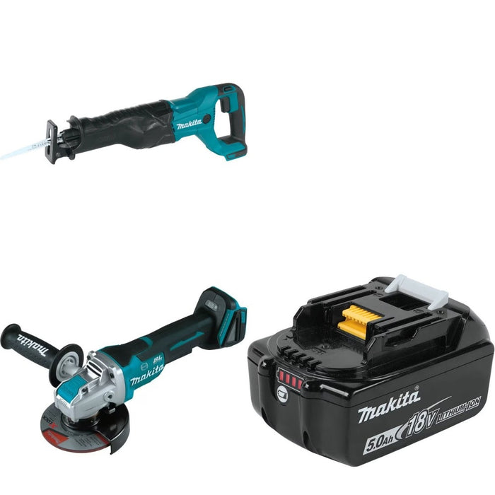 Makita XRJ04Z Recip Saw Kit W/ XAG26Z Grinder and FREE BL1850B Battery