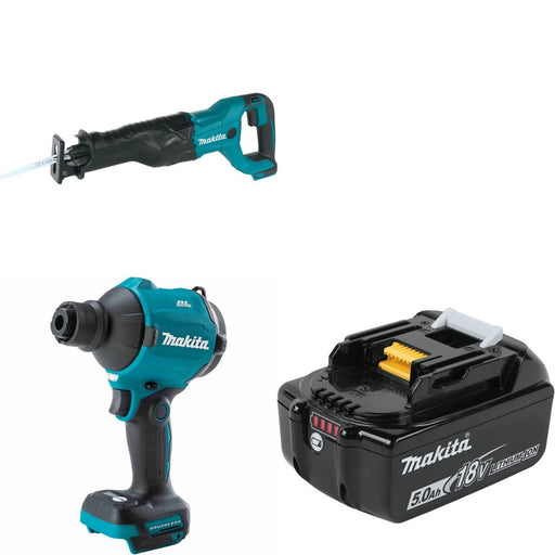 Makita XRJ04Z Recip Saw Kit W/ XSA01Z High Speed Blower and FREE BL1850B Battery