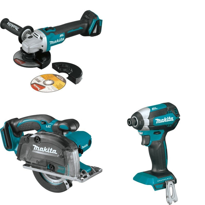 Makita XSC03Z Metal Cutting Saw W/ XAG09Z Angle Grinder and FREE XDT13Z Impact Driver