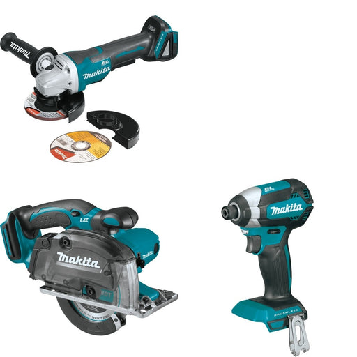 Makita XSC03Z Metal Cutting Saw W/ XAG11Z Angle Grinder and FREE XDT13Z Impact Driver