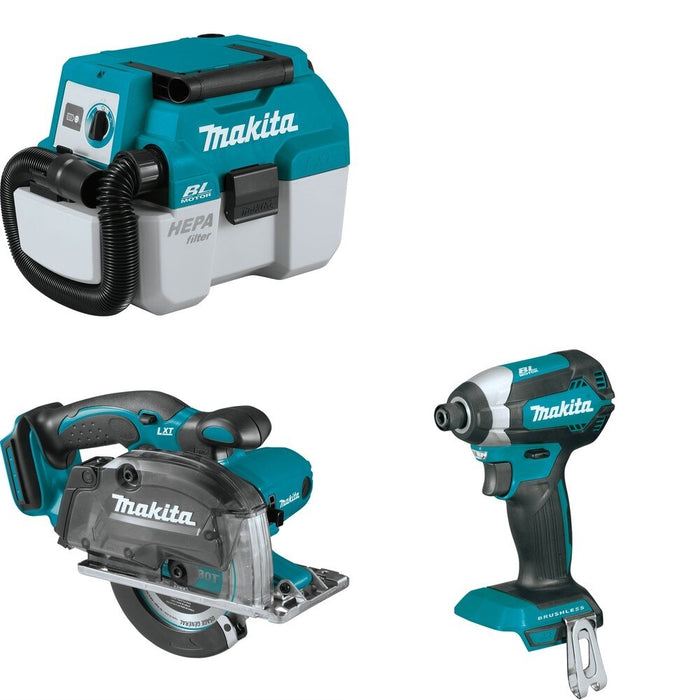 Makita XSC03Z Metal Cutting Saw W/ XCV11Z Wet/Dry Vacuum and FREE XDT13Z Impact Driver