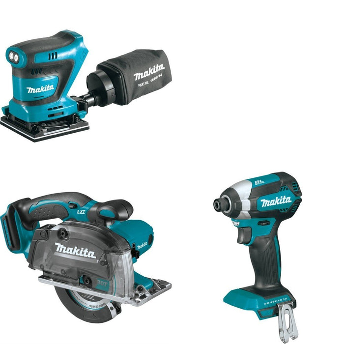 Makita XSC03Z Metal Cutting Saw W/ XOB02Z Finishing Sander and FREE XDT13Z Impact Driver