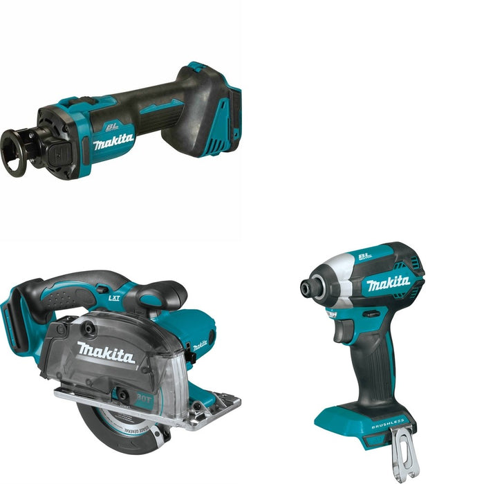Makita XSC03Z Metal Cutting Saw W/ XOC02Z Cut-Out Tool and FREE XDT13Z Impact Driver