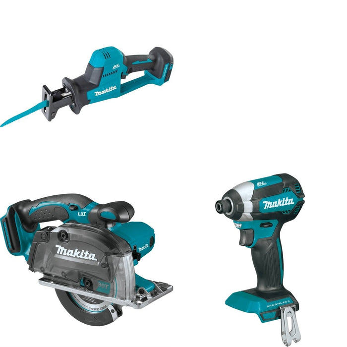Makita XSC03Z Metal Cutting Saw W/ XRJ08Z Recipro Saw and FREE XDT13Z Impact Driver