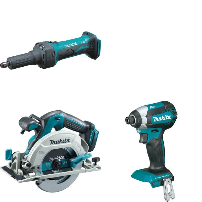 Makita XSH03Z Circular Saw W/ XDG01Z Die Grinder and FREE XDT13Z Impact Driver