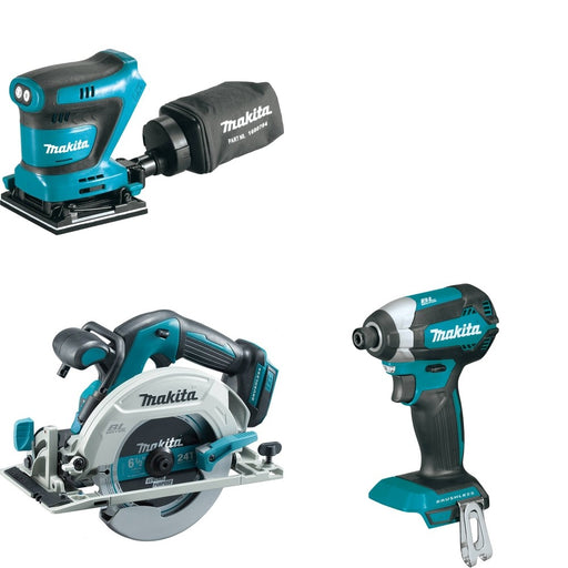 Makita XSH03Z Circular Saw W/ XOB02Z Finishing Sander and FREE XDT13Z Impact Driver