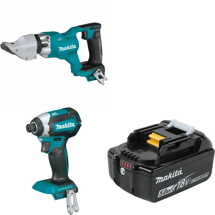 Makita XSJ03Z Straight Shear Kit W/ Impact Driver and FREE 5.0Ah Battery