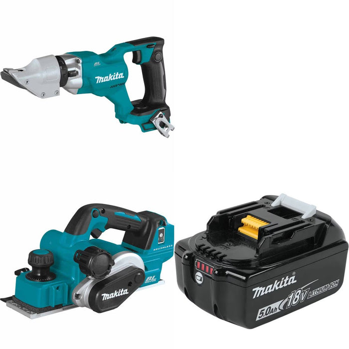 Makita XSJ03Z Straight Shear Kit W/ XPK02Z Planer and FREE BL1850B Battery