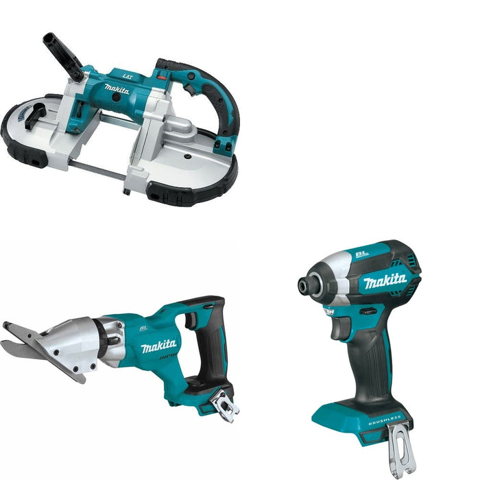 Makita XSJ05Z Fiber Cement Shear W/ XBP02Z Portable Band Saw and FREE XDT13Z Impact Driver
