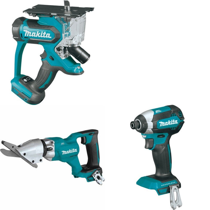 Makita XSJ05Z Fiber Cement Shear W/ XDS01Z Cut-Out Saw and FREE XDT13Z Impact Driver
