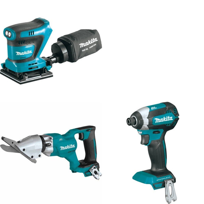 Makita XSJ05Z Fiber Cement Shear W/ XOB02Z Finishing Sander and FREE XDT13Z Impact Driver