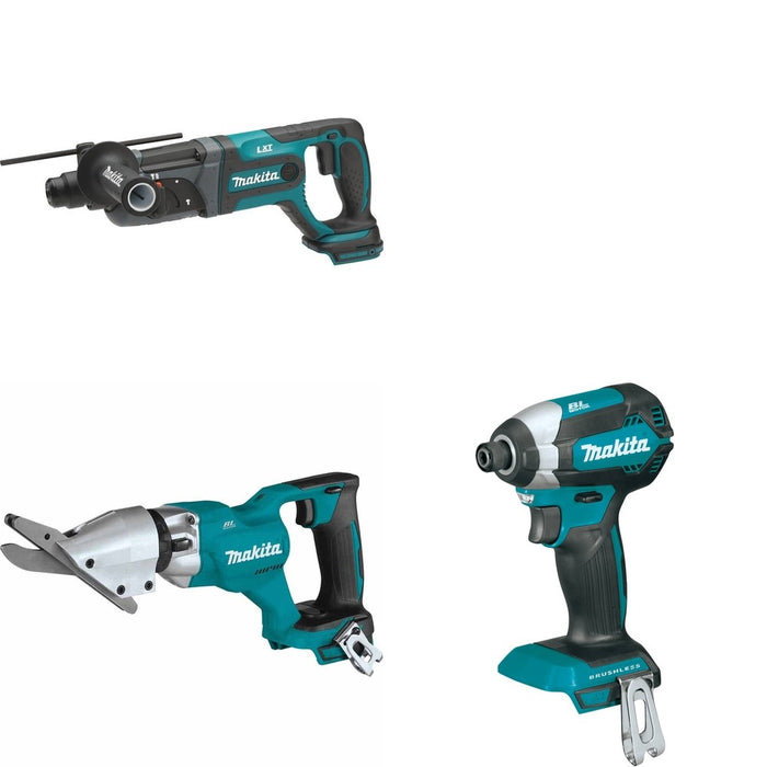 Makita XSJ05Z Fiber Cement Shear W/ XRH04Z Rotary Hammer and FREE XDT13Z Impact Driver