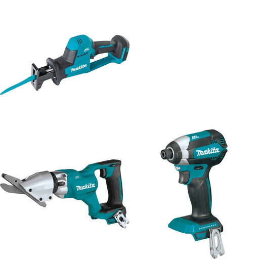 Makita XSJ05Z Fiber Cement Shear W/ XRJ08Z Recipro Saw and FREE XDT13Z Impact Driver