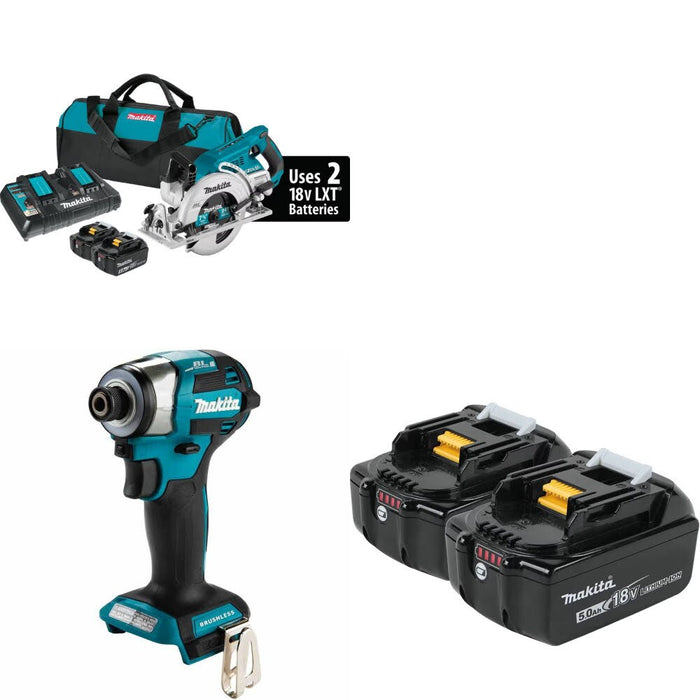 Makita XSR01PT Rear Handle Saw Kit W/ XDT20Z Impact Driver and FREE BL1850B-2, 2 Pack