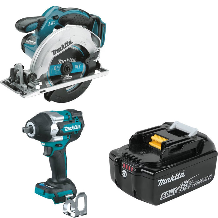 Makita XSS02Z 18V Circular Saw Kit W/ XWT18Z Impact Wrench and FREE BL1850B Battery