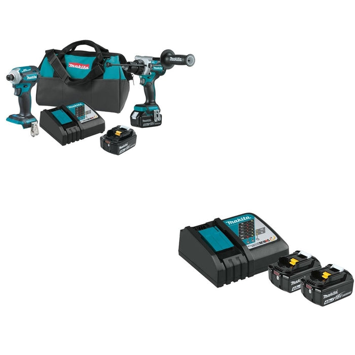 Makita XT288T 18V LXT Lithium-Ion Brushless Cordless 2-Pc. Combo Kit W/ BL1840BDC2X Battery