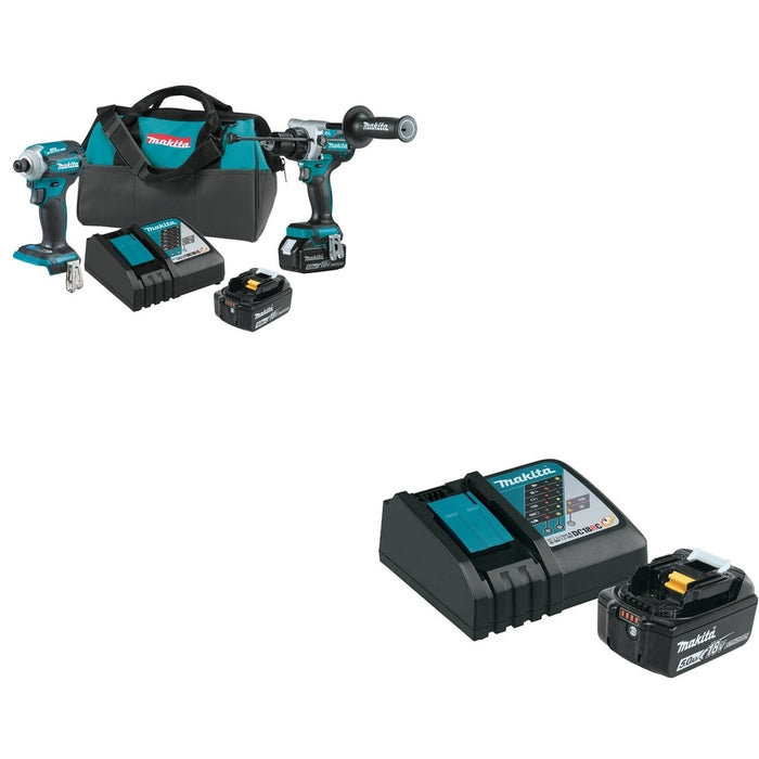 Makita XT288T 2-Pc. Combo Kit W/ BL1850BDC1 18V LXT Li-Ion Battery and Charger Starter Pack