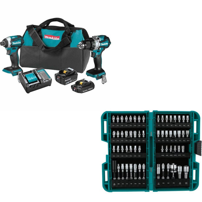 Makita XT296SMR 2-Pc Combo Kit W/ FREE E-01644 60Pc Bit Set