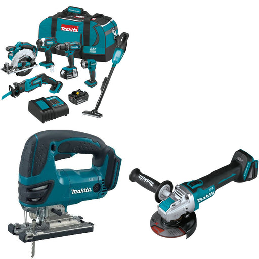 Makita XT614SX1 18V LXT 6-Pc. Combo Kit W/ FREE XVJ03Z 18V Jig Saw & Grinder