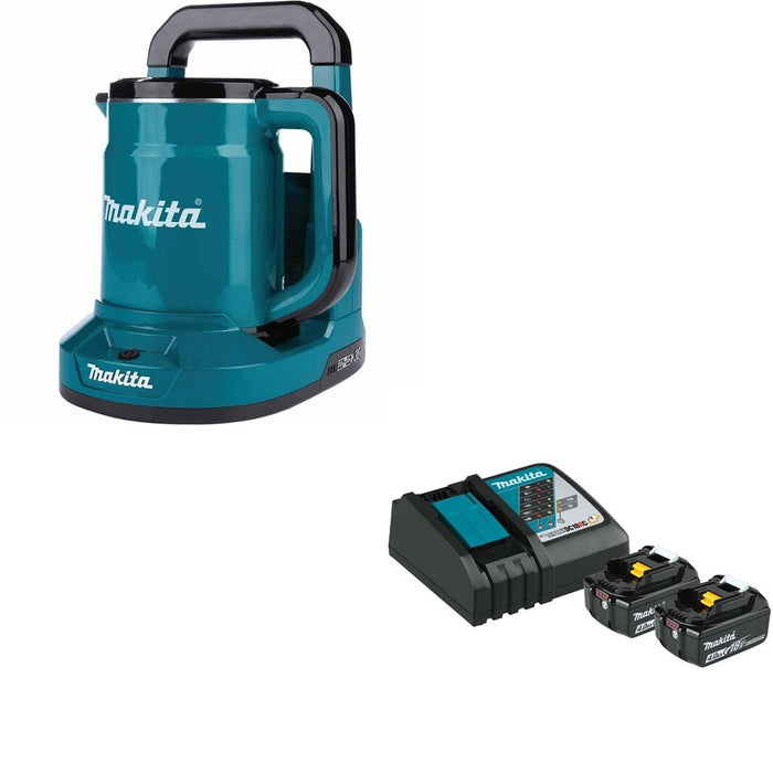 Makita XTK01Z Hot Water Kettle W/ BL1840BDC2X Battery and Rapid Optimum Charger Starter Pack