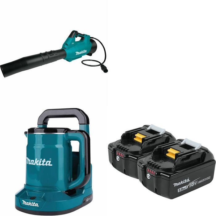 Makita XTK01Z Hot Water Kettle W/ CBU01Z Blower, Connector Cable and BL1850B-2 5.0Ah Battery, 2