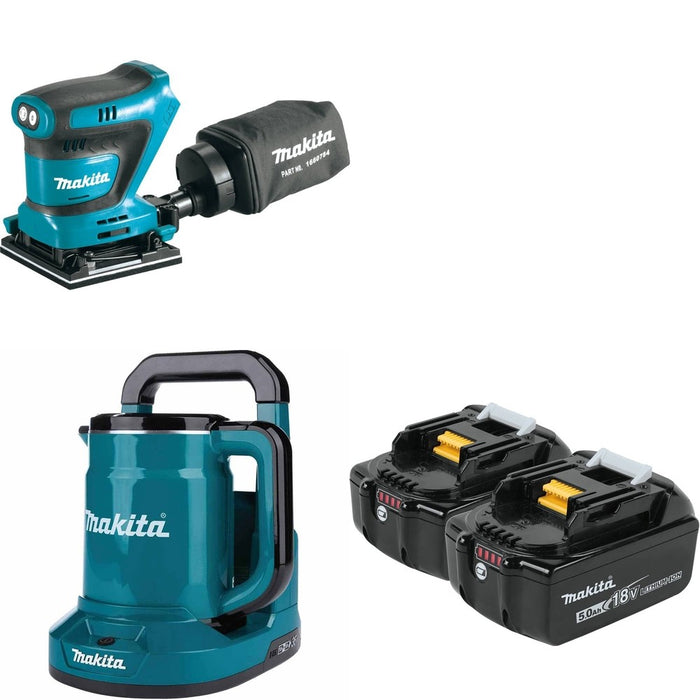 Makita XTK01Z 36V (18V X2) LXT Hot Water Kettle W/ XOB02Z 1/4 Sheet and BL1850B-2 5.0Ah Battery