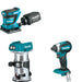 Makita XTR01Z Compact Router W/ XOB02Z Finishing Sander and FREE XDT13Z Impact Driver