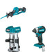 Makita XTR01Z Compact Router W/ XRJ08Z Recipro Saw and FREE XDT13Z Impact Driver