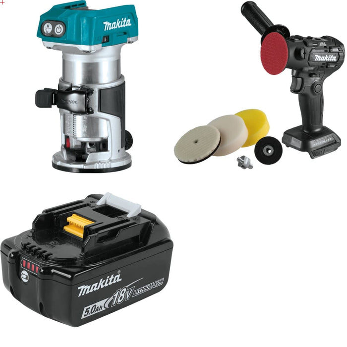 Makita XTR01Z 18V LXT Router w/ XVP01ZB 18V Polisher/Sander & FREE 18V Battery