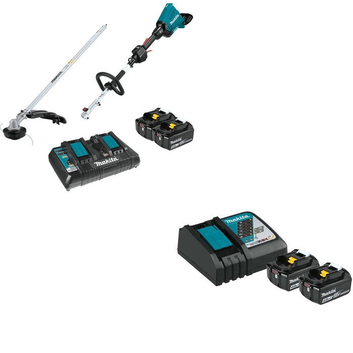 Makita XUX01M5PT 18V X2 (36V) LXT Couple Shaft Power Head Kit W/ BL1840BDC2X Battery and Rapid