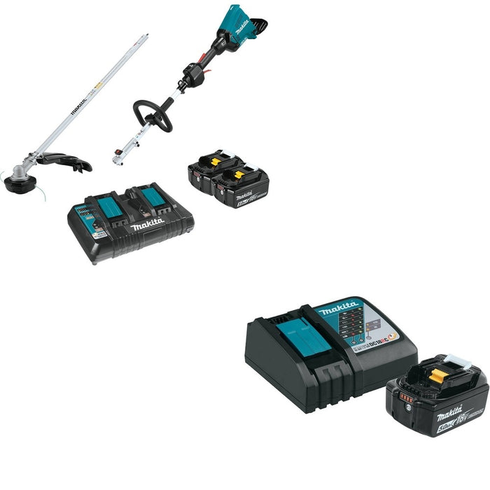 Makita XUX01M5PT 18V X2 (36V) LXT Couple Shaft Power Head Kit W/ BL1850BDC1 Battery and Charger