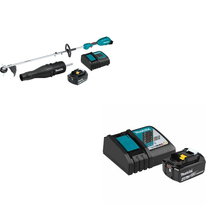 Makita XUX02SM1X3 18V LXT Couple Shaft Power Head Kit w/ Attachments W/ ADBL1840BDC1 Battery