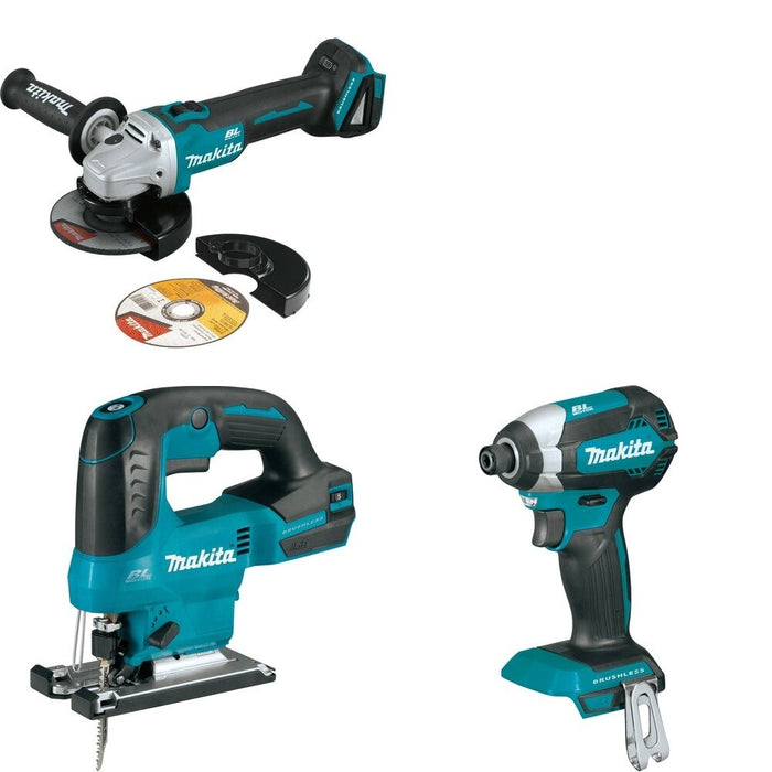 Makita XVJ04Z Jig Saw W/ XAG09Z Angle Grinder and FREE XDT13Z Impact Driver